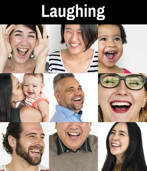 Set van diversiteit mensen lachen — Stockfoto