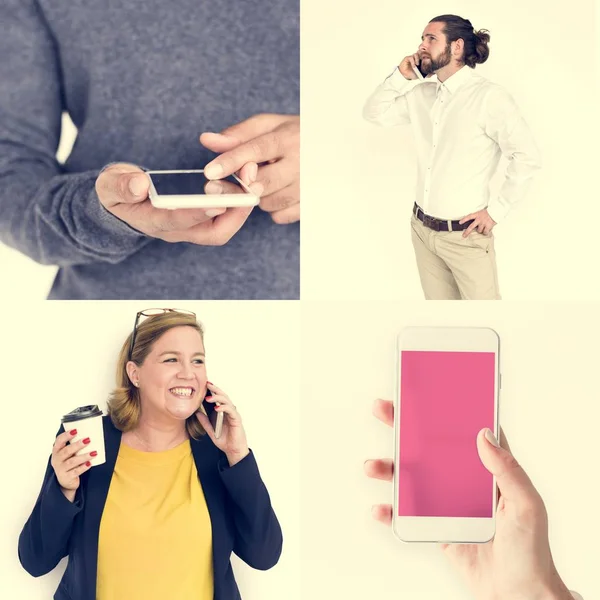 Διαφορετικών ανθρώπων χρησιμοποιώντας έξυπνα τηλέφωνα — Φωτογραφία Αρχείου