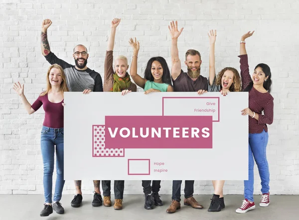 People holding banner — Stock Photo, Image