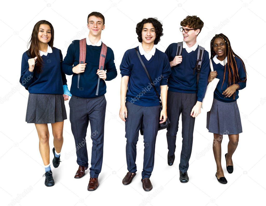 School Students walking with bags