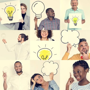 Çeşitlilik insanlarla ampulleri