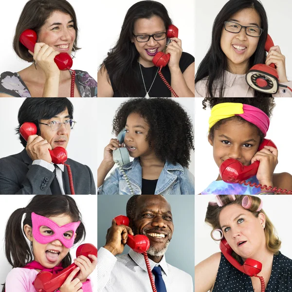 Diversas personas usando el teléfono — Foto de Stock