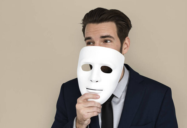 man with white mask
