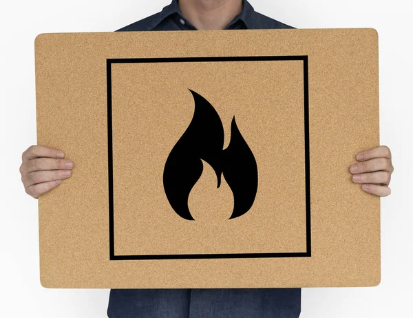 Person holding banner in studio — Stock Photo, Image