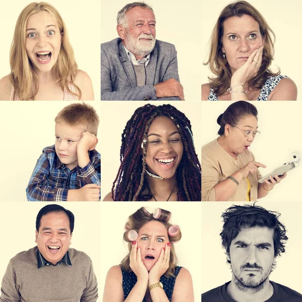 Conjunto de Diversidade pessoas com emoções — Fotografia de Stock