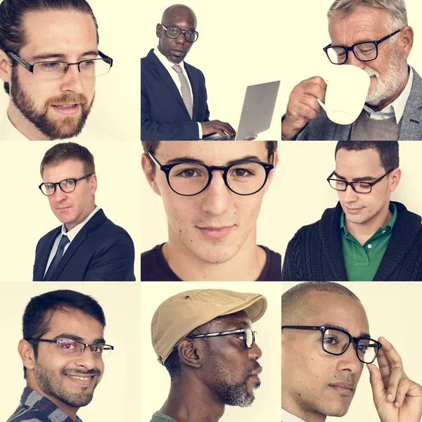 Σύνολο της ποικιλομορφίας τους άνδρες φορούν γυαλιά — Φωτογραφία Αρχείου