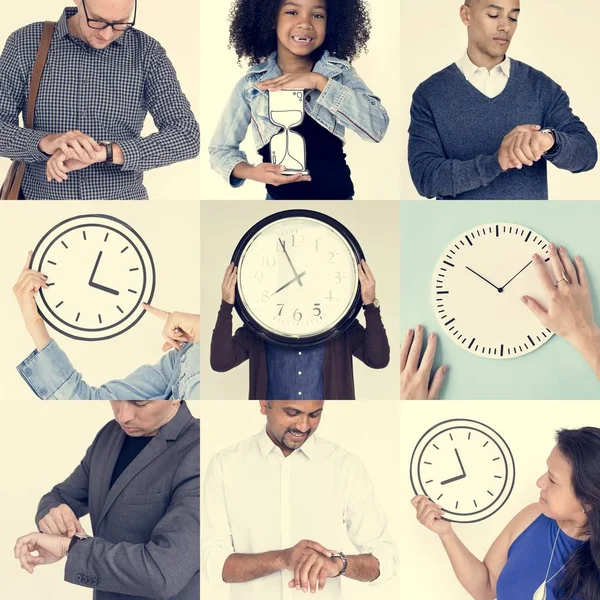 Conjunto de personas diversas con tiempo —  Fotos de Stock