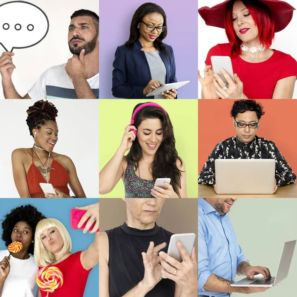 Diversity People with devices — Stock Photo, Image