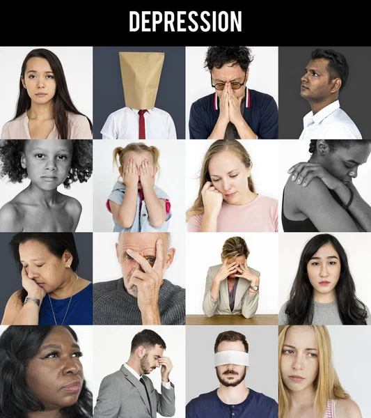 Personer med orolig ansikte uttryck — Stockfoto