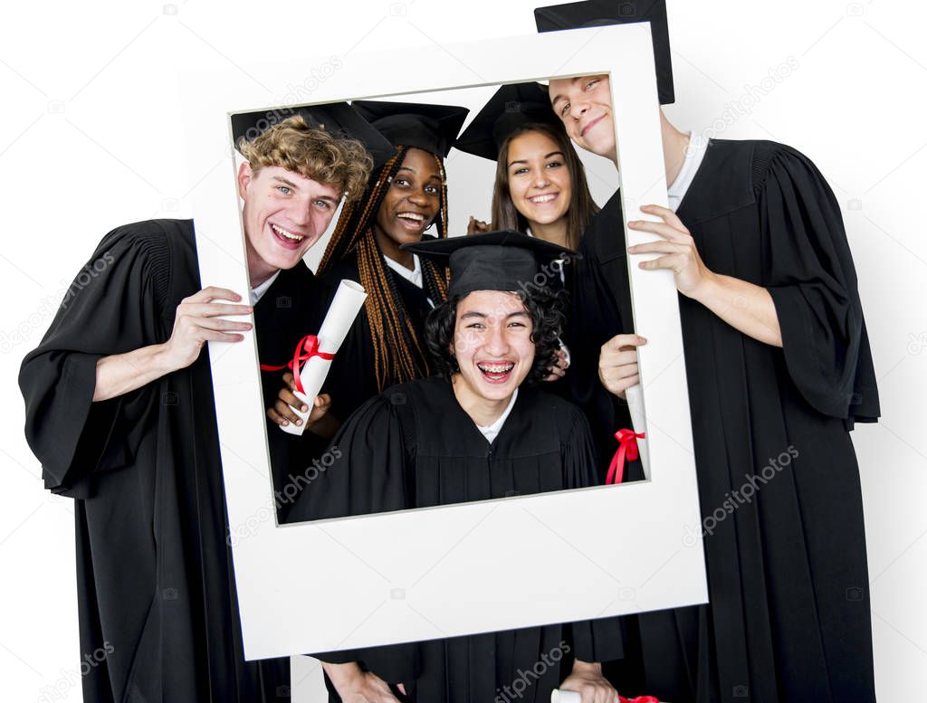 Students Holding Photo Frame