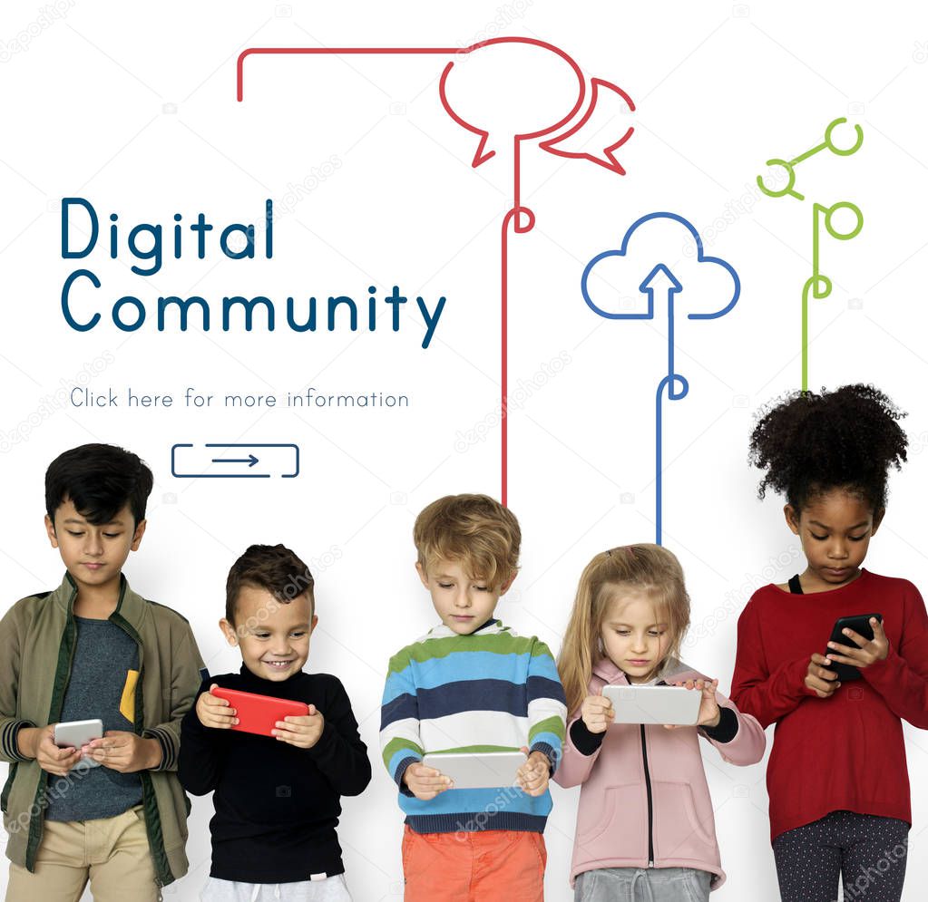 little children using digital devices