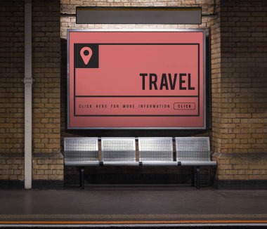 Otobüs durağı koltuklar ve reklam kurulu