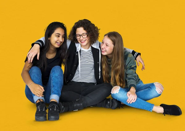 Friends sitting on the floor Together — Stock Photo, Image