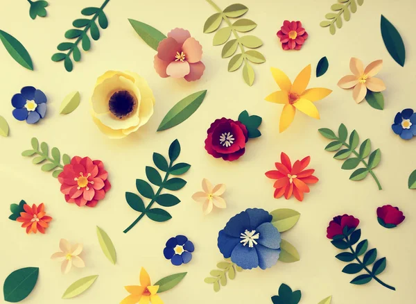 Χαρτοκοπτική χειροποίητα λουλούδια — Φωτογραφία Αρχείου