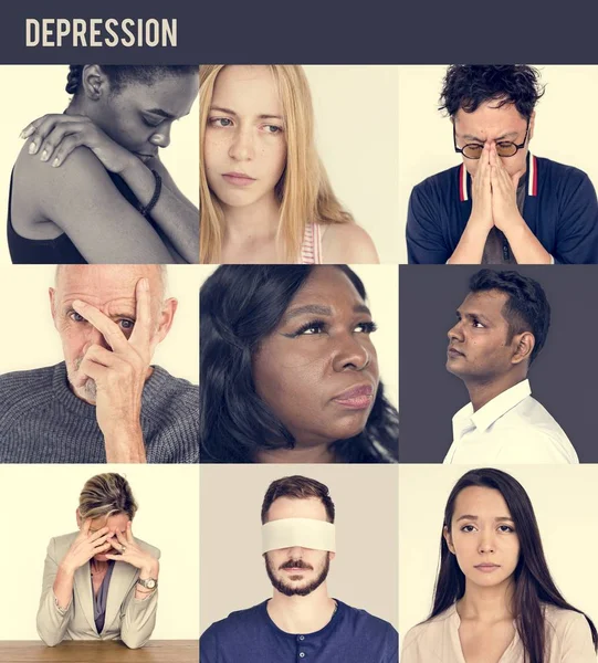 Orang-orang dengan ekspresi wajah khawatir — Stok Foto