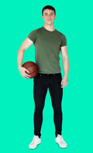 Man holding basketball — Stock Photo, Image