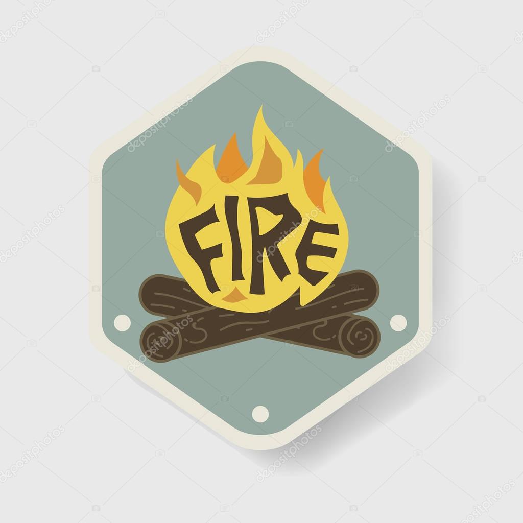 Bonfire Badge and Camping, Vector