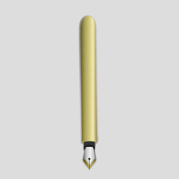 Pluma de caligrafía de oro — Vector de stock