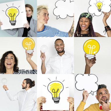 Çeşitlilik insanlarla ampulleri