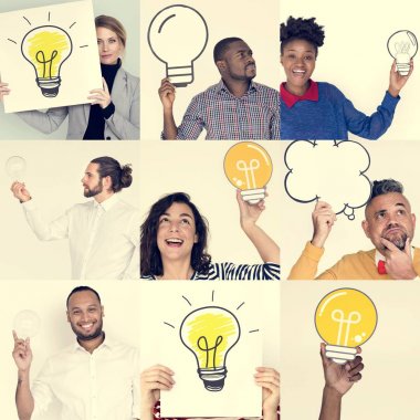 Çeşitlilik insanlarla ampulleri