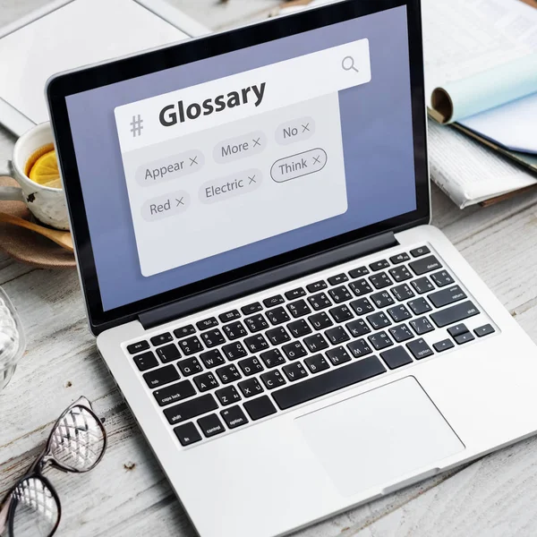 Opened laptop on wooden table — Stock Photo, Image