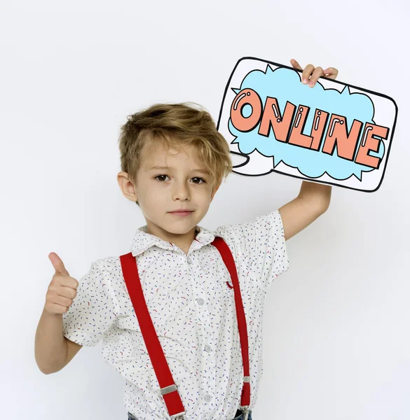 Çocuk holding genel gider konuşma balonu