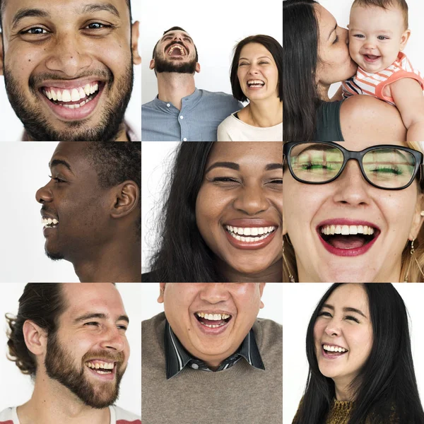 Uppsättning av mångfald människor skrattar — Stockfoto