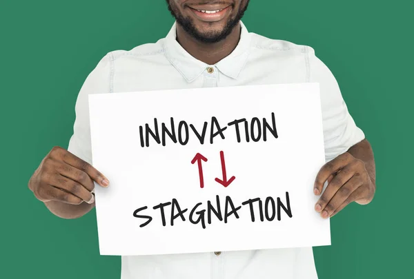 Man holding banner — Stock Photo, Image