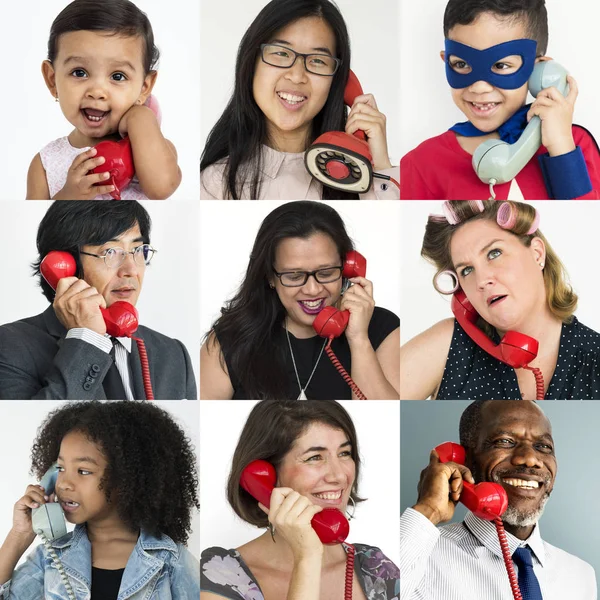 Diversas personas usando el teléfono — Foto de Stock