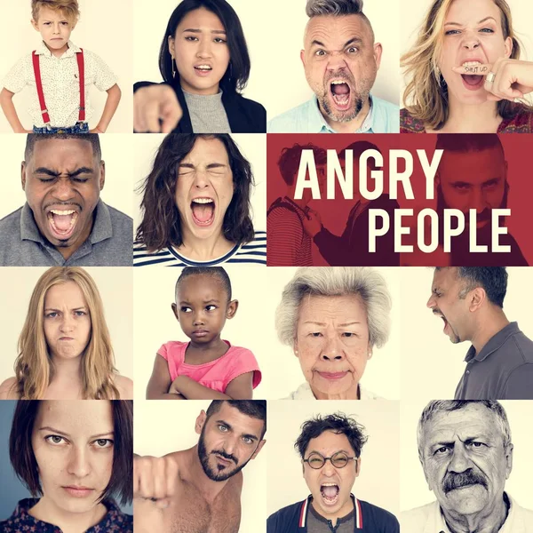 Az emberek dühös arc kifejezése — Stock Fotó