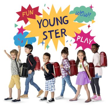 sırt çantaları ile yürüme çocuklar