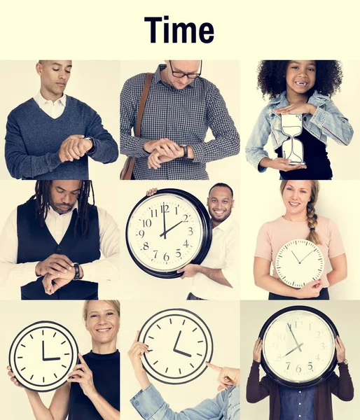 Conjunto de personas diversas con tiempo —  Fotos de Stock