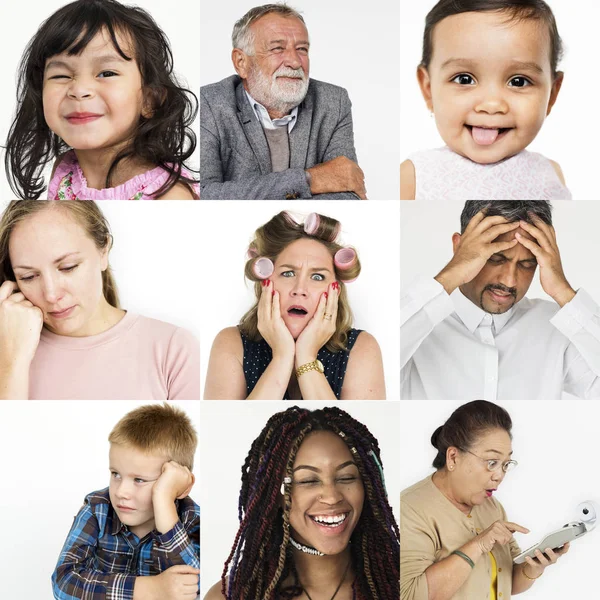 Conjunto de Diversidade pessoas com emoções — Fotografia de Stock
