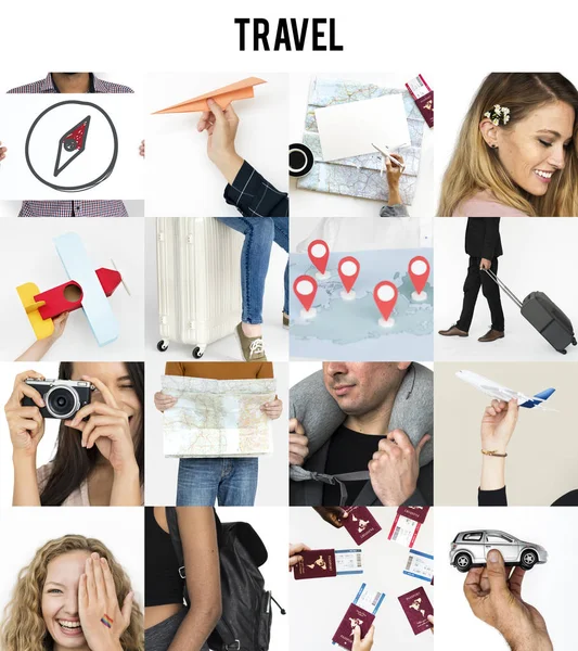 Collage avec la diversité des personnes et des voyages — Photo