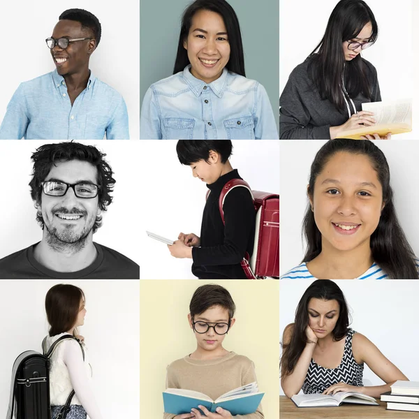 Persone diverse che leggono libri — Foto Stock