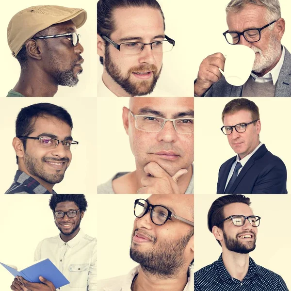 Set di Diversità Uomini che Indossano Occhiali — Foto Stock