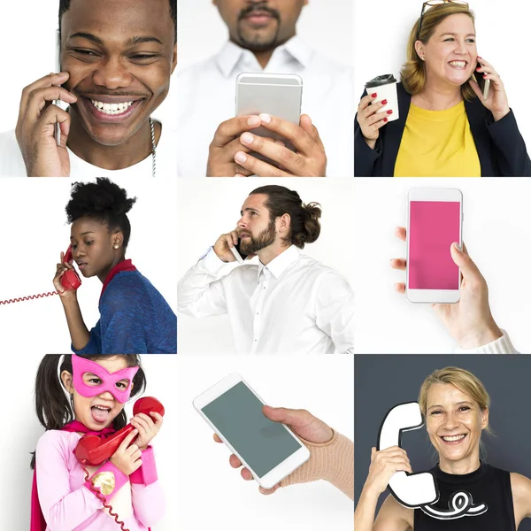 Diverse mensen met behulp van telefoon — Stockfoto