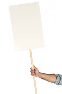 kişi holding boş Pano.