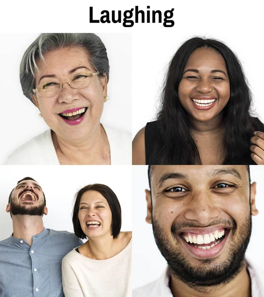 Set of Diversity People Laughing — Stock Photo, Image