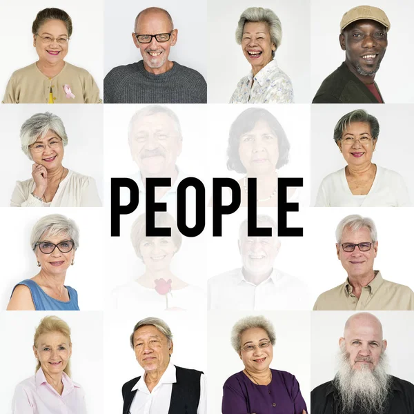 Verzameling van diversiteit Senior mensen — Stockfoto