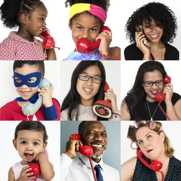 Persone diverse che utilizzano il telefono — Foto Stock