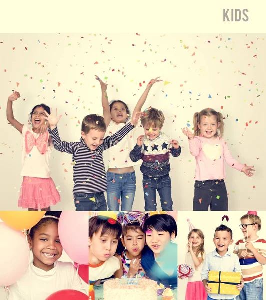 多様性の子供とのコラージュ — ストック写真