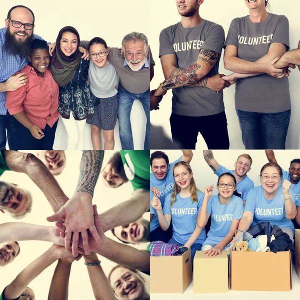 Rozdílní lidé pracují jako dobrovolníci — Stock fotografie