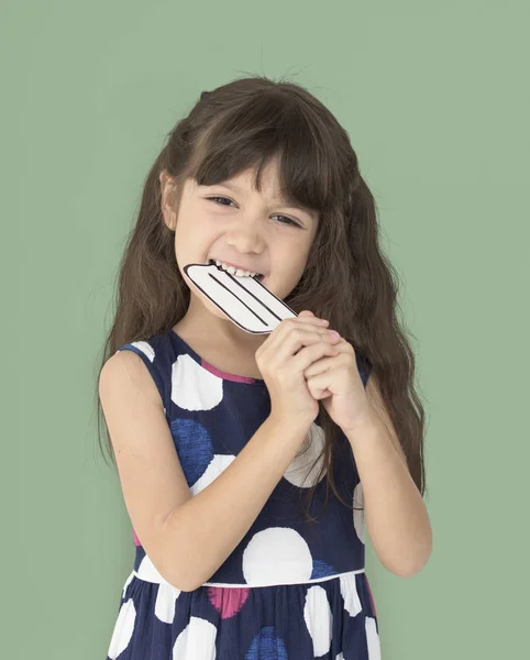 Dziewczynka z papieru lody — Zdjęcie stockowe