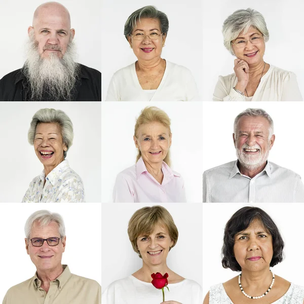 Conjunto de Diversidade Pessoas Idosas — Fotografia de Stock