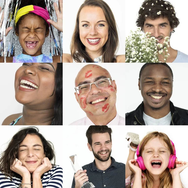 gülümseyen insanlarla yüz ifadeleri