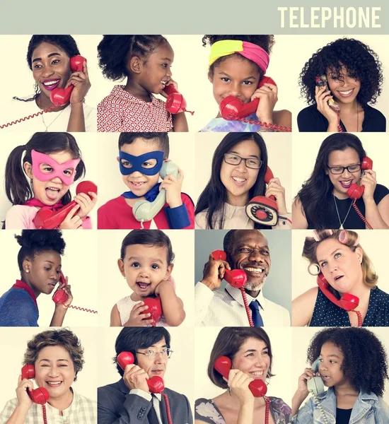 Diversas pessoas usando telefone — Fotografia de Stock