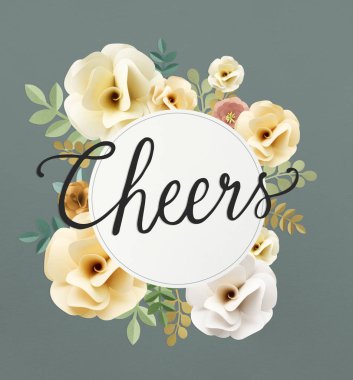 Şerefe metin ile güzel çiçekler