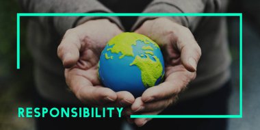 kişi holding dünya elinde.