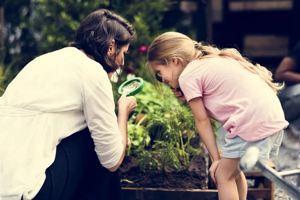 Kind im Garten die Natur erleben — Stockfoto